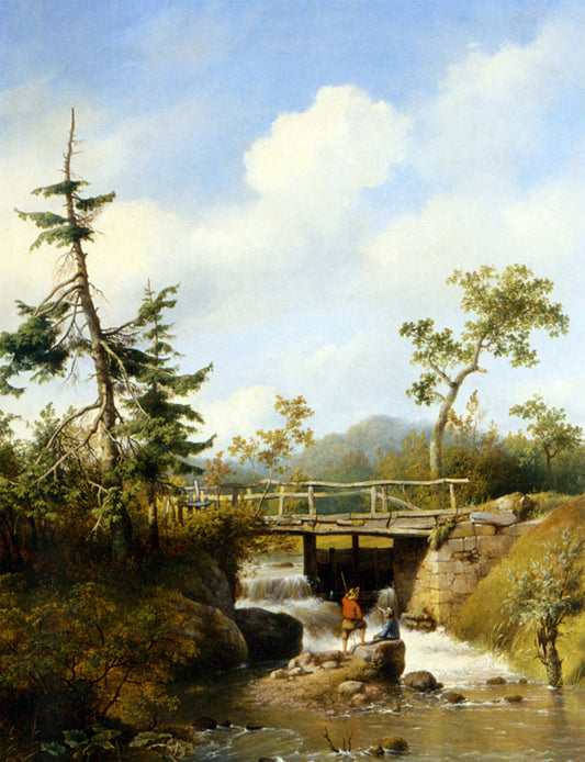  Hendrikus Van den Sande Bakhuyzen Forest View with Figures by a Stream - Canvas Print