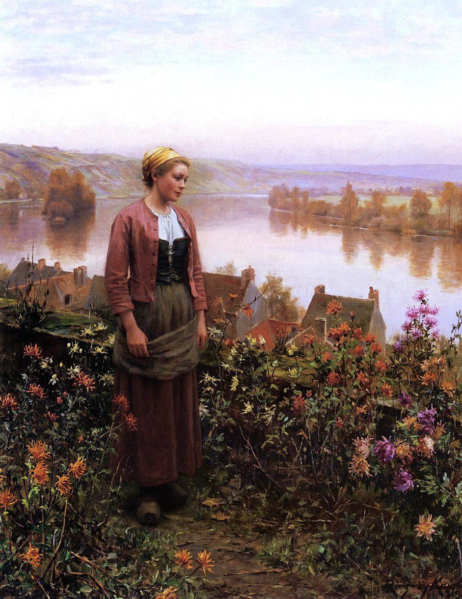  Daniel Ridgway Knight Garden Above the Seine, Rolleboise - Canvas Print