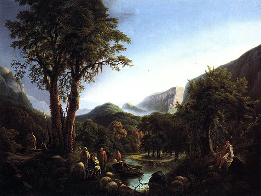  Martin Andreas Reisner A Gathering of Indians in a Primeval Landscape - Canvas Print