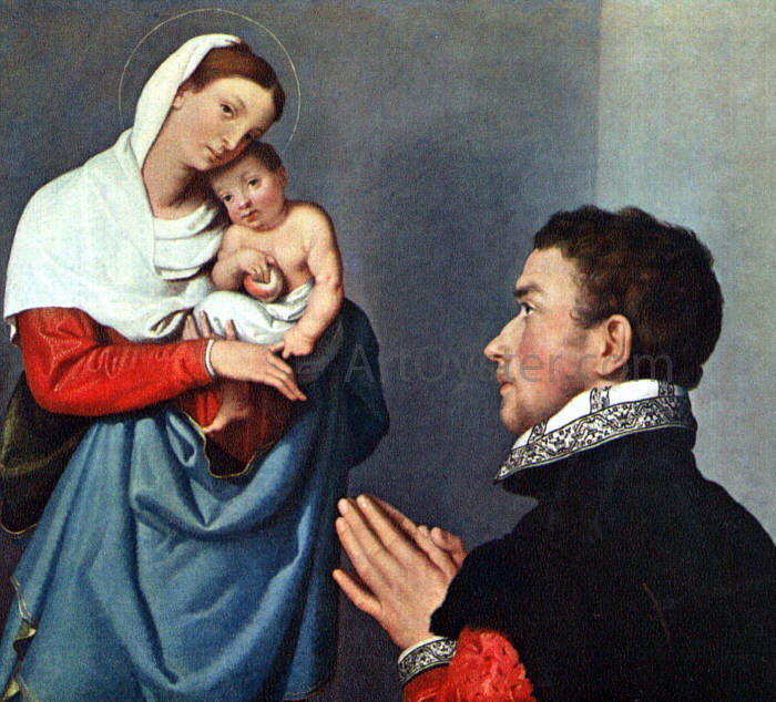  Giovanni Battista Moroni A Gentleman in Adoration before the Madonna - Canvas Print