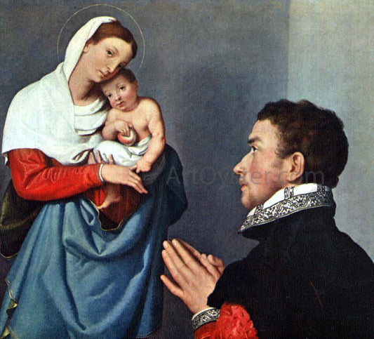  Giovanni Battista Moroni A Gentleman in Adoration before the Madonna - Canvas Print