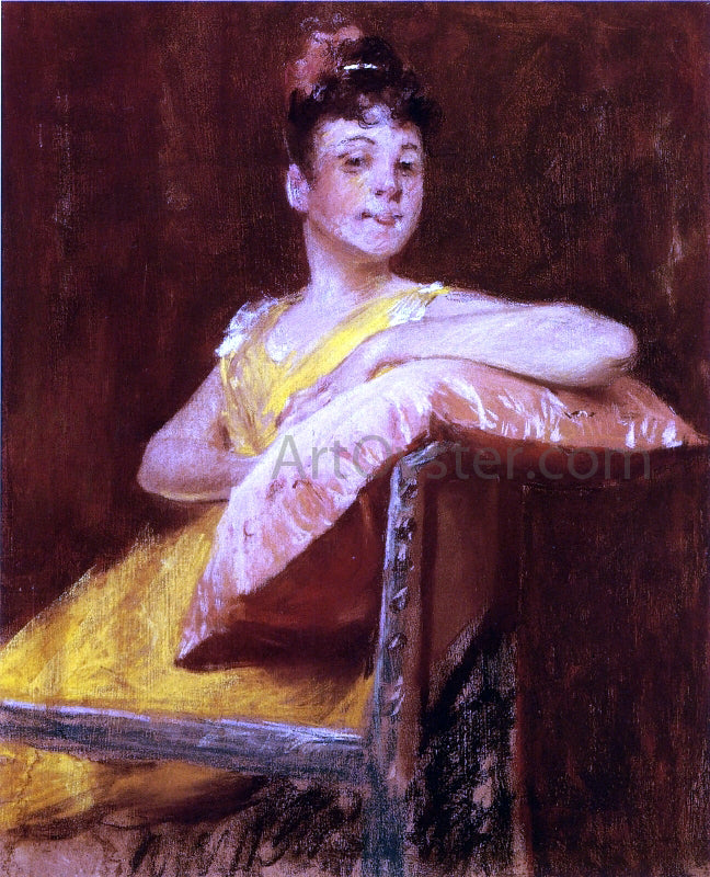  William Merritt Chase A Girl in Yellow (also known as The Yellow Gown) - Canvas Print