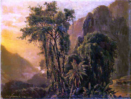  John Frederick Kensett Glimpse of the Caribbean Sea from the Jamaica Mountains - Canvas Print