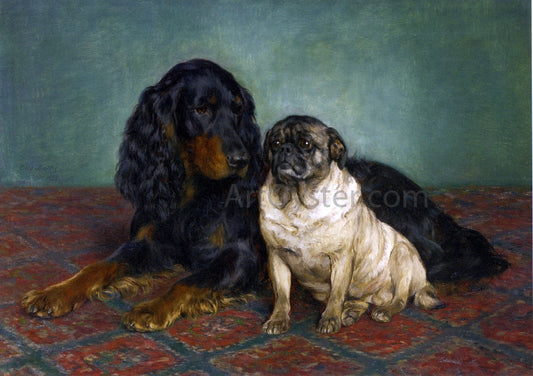  Otto Bache A Gordon Setter and a Pug - Canvas Print