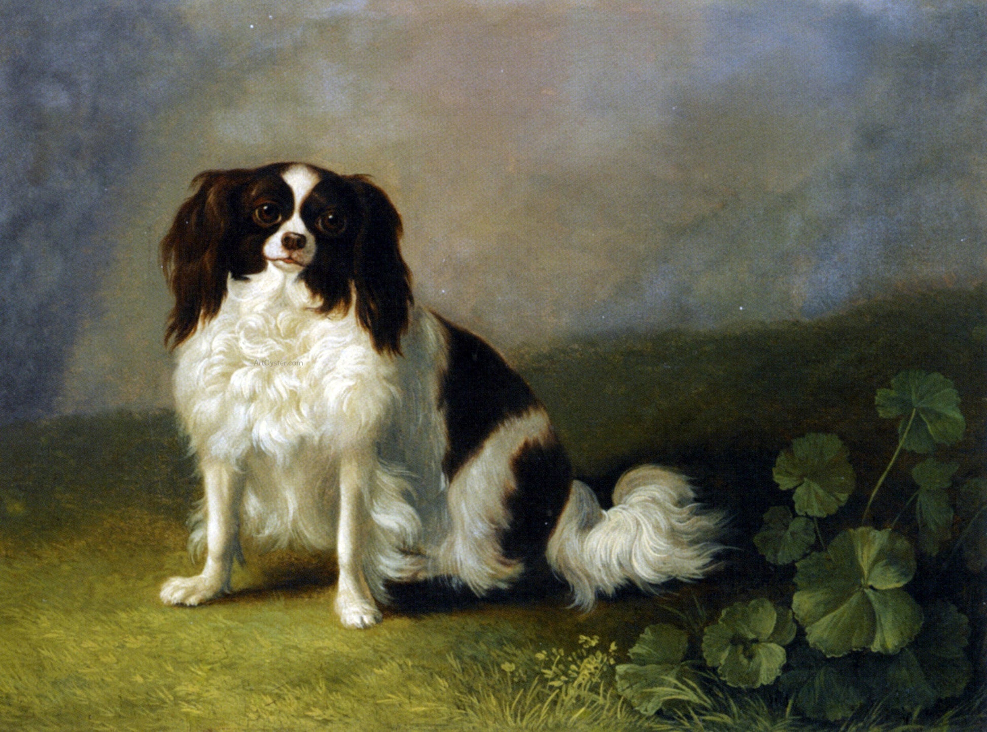  Jacob Philipp Hackert A King Charles Spaniel in a Landscape - Canvas Print
