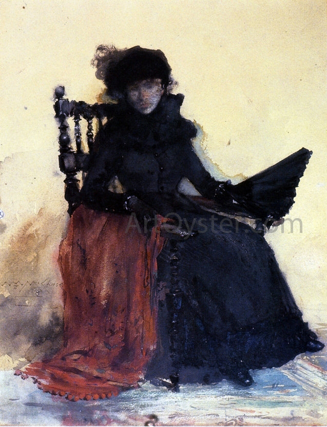  William Merritt Chase A Lady in Black (also known as The Red Shawl) - Canvas Print