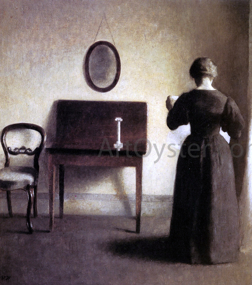  Vilhelm Hammershoi A Lady Reading In An Interior - Canvas Print