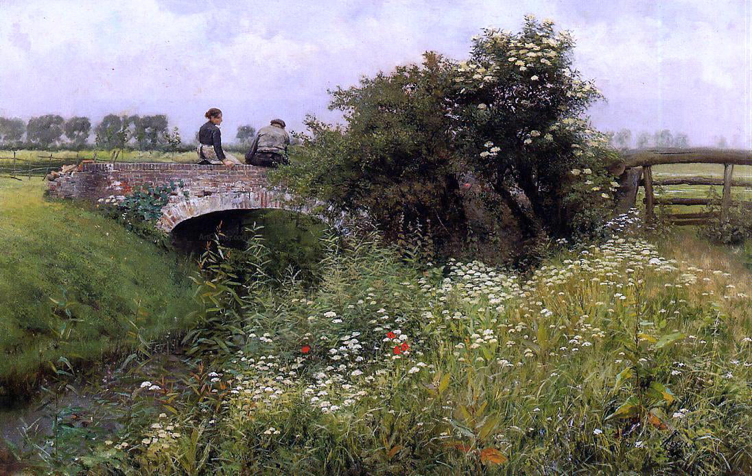  Emile Claus A Meeting on the Bridge - Canvas Print