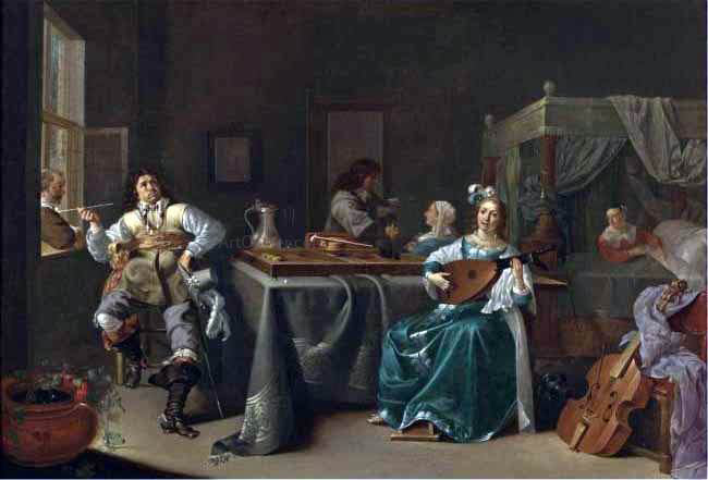  Jacob Duck A Merry Company in an Interior - Canvas Print