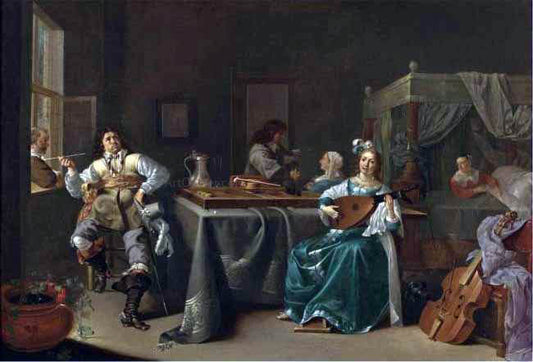  Jacob Duck A Merry Company in an Interior - Canvas Print
