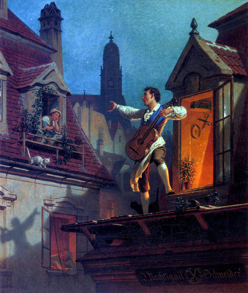  Franz Schams A Moonlit Serenade - Canvas Print