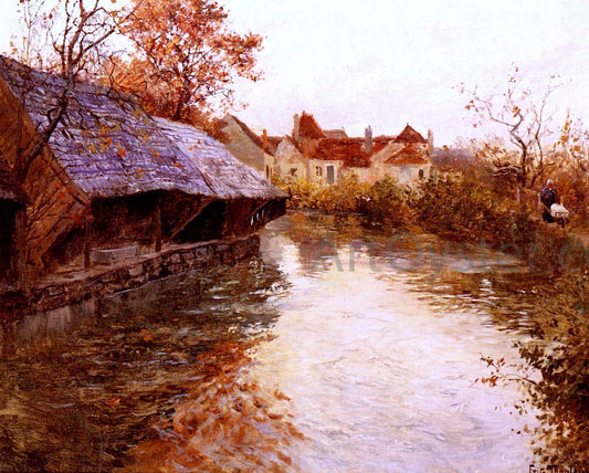  Fritz Thaulow A Morning River Scene - Canvas Print