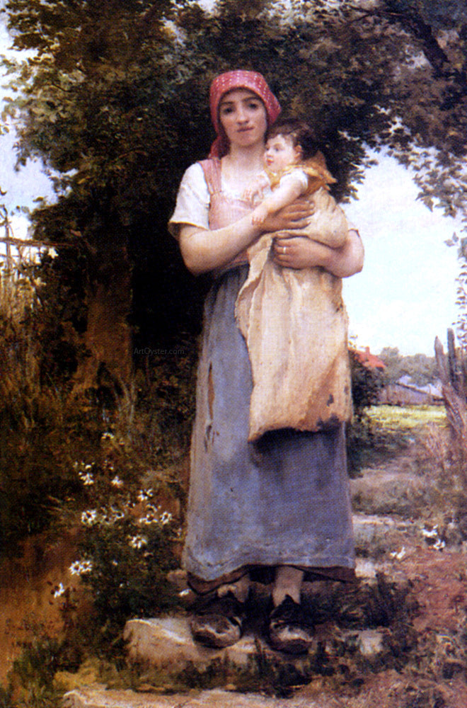  Georges Laugee A Mother Holding Her Child - Canvas Print