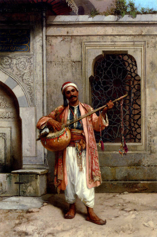  Stanislaus Von Chlebowski A Musician Playing Before A Mosque In Constantinople - Canvas Print