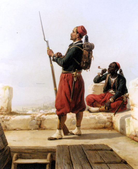  Niels Simonsen A Nubian and an Egyptian Guard in a Lookout Tower - Canvas Print