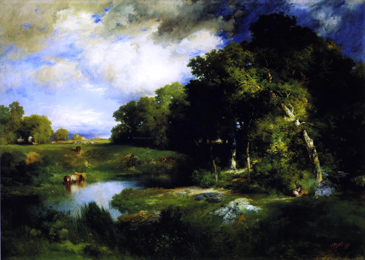  Thomas Moran A Pastoral Landscape - Canvas Print