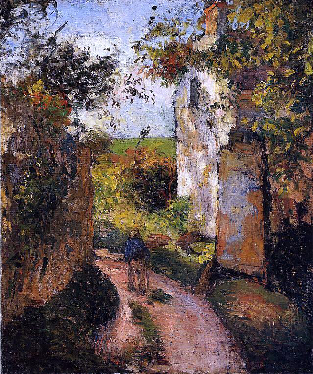 Camille Pissarro A Peasant in the Lane at l'Hermitage, Pontoise - Canvas Print