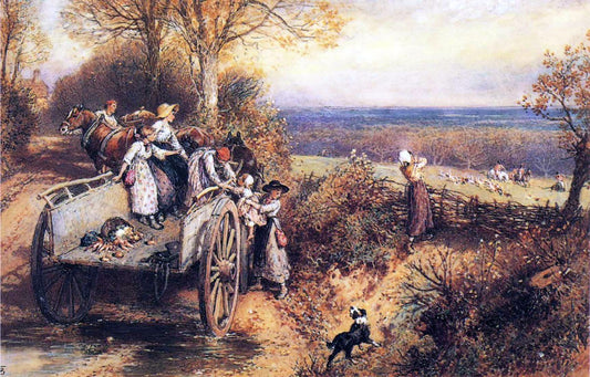  Myles Birket Foster A Peep at the Hounds, Here They Come! - Canvas Print