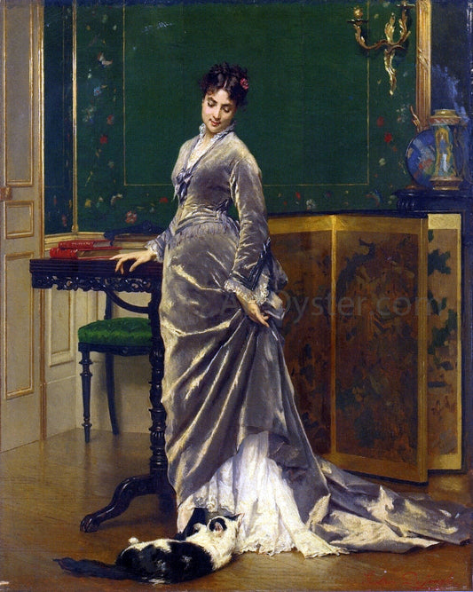  Gustave-Leonard De Jonghe Playful Moment - Canvas Print