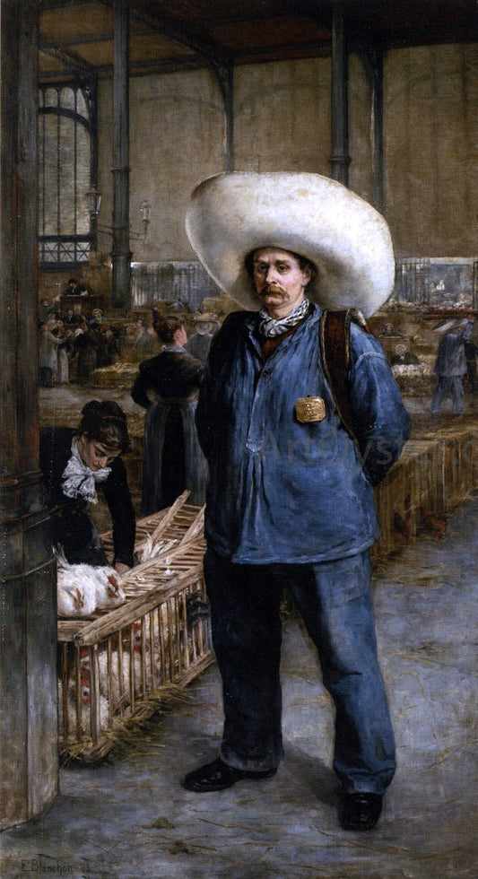 Emile-Henri Blanchon A Porter of the Market - Les Halles - Canvas Print