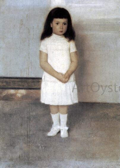  Fernand Khnopff A Portrait of a Standing Girl in White - Canvas Print