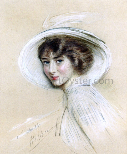  Paul Cesar Helleu A Portrait of Annette, Wearing a White Hat - Canvas Print