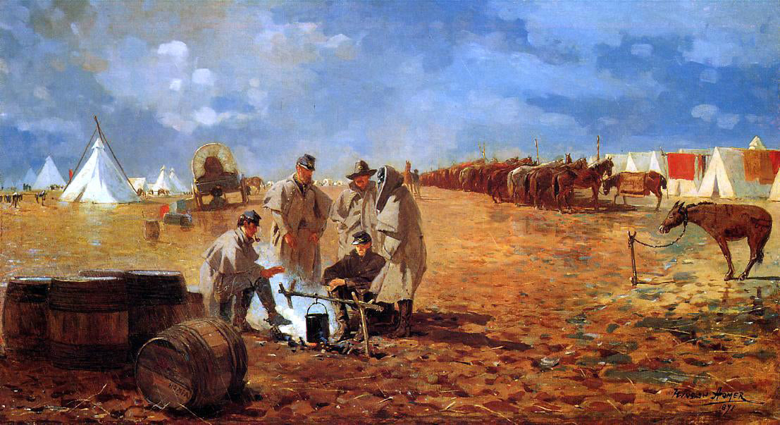  Winslow Homer A Rainy Day in Camp (also known as Camp near Yorktown) - Canvas Print