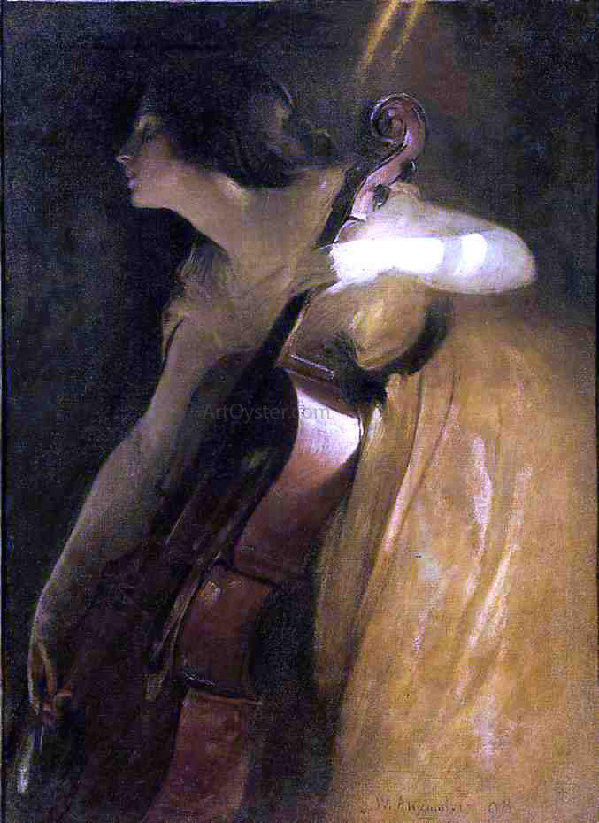  John White Alexander A Ray of Sunlight (also known as The Cellist) - Canvas Print
