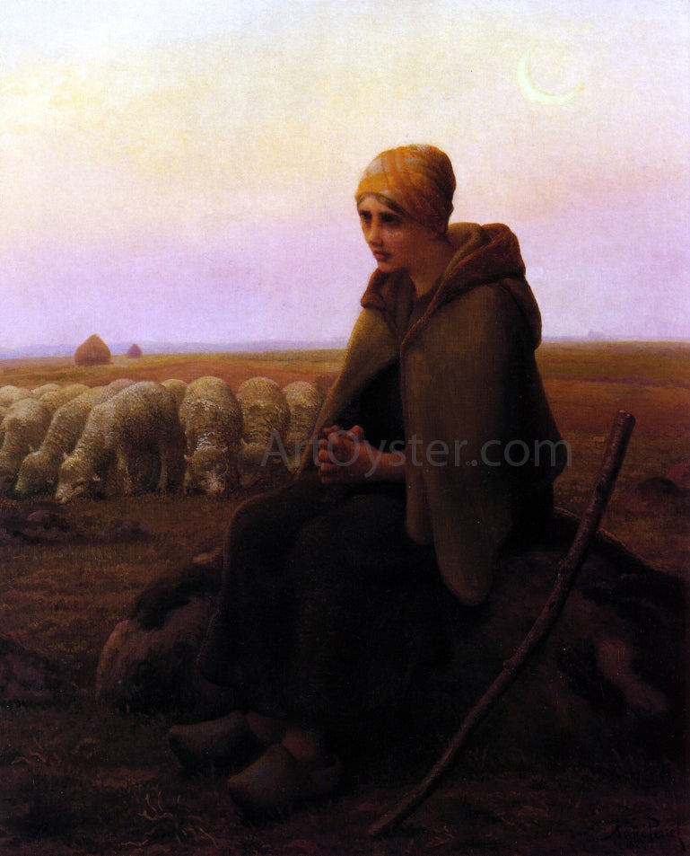  Aime Perret A Resting Shepherdess - Canvas Print