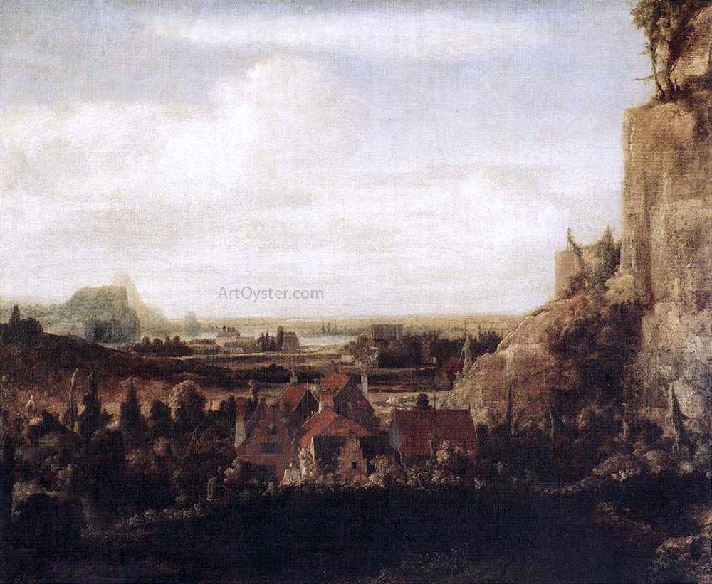  Hercules Seghers River Valley with a Group of Houses - Canvas Print