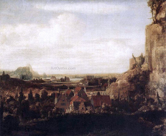  Hercules Seghers River Valley with a Group of Houses - Canvas Print