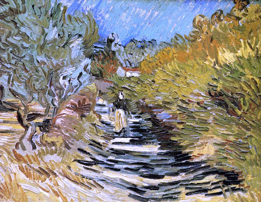  Vincent Van Gogh Road at Saint-Remy with Female Figures - Canvas Print