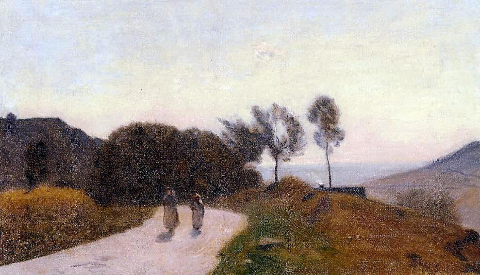  Jean-Baptiste-Camille Corot A Road in the Countryside, Near Lake Leman - Canvas Print