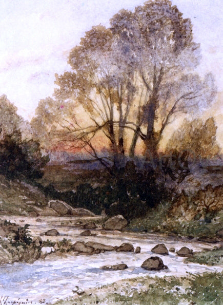  Henri Harpignies A Rocky Landscape with a Torrent of Water - Canvas Print