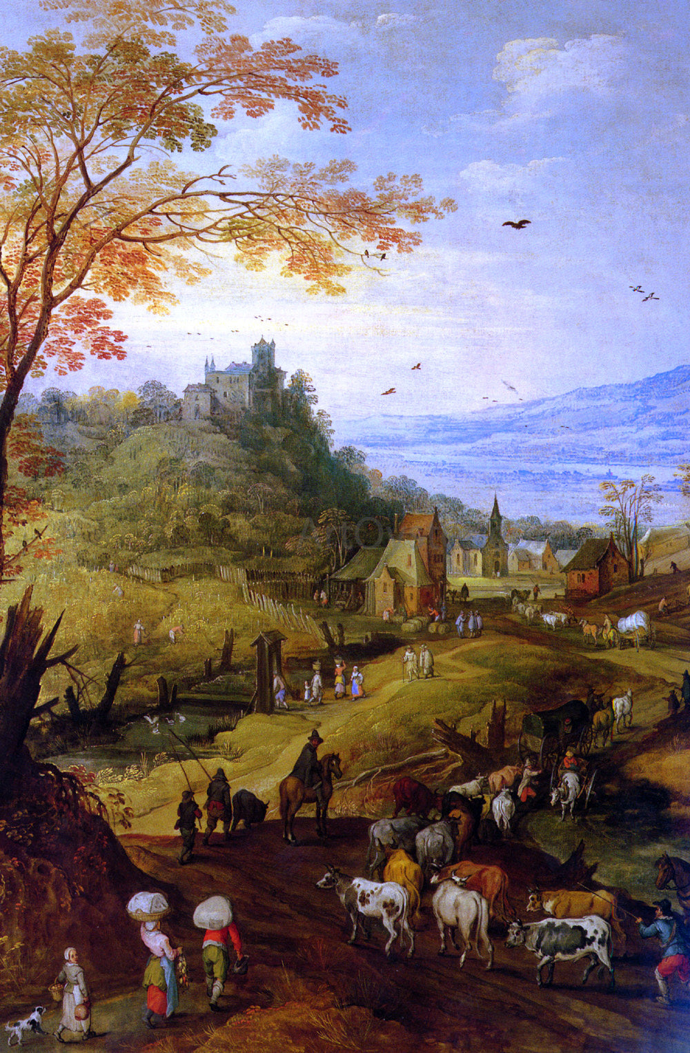  Joos De Momper A Rocky Landscape with Cattle on a Road - Canvas Print