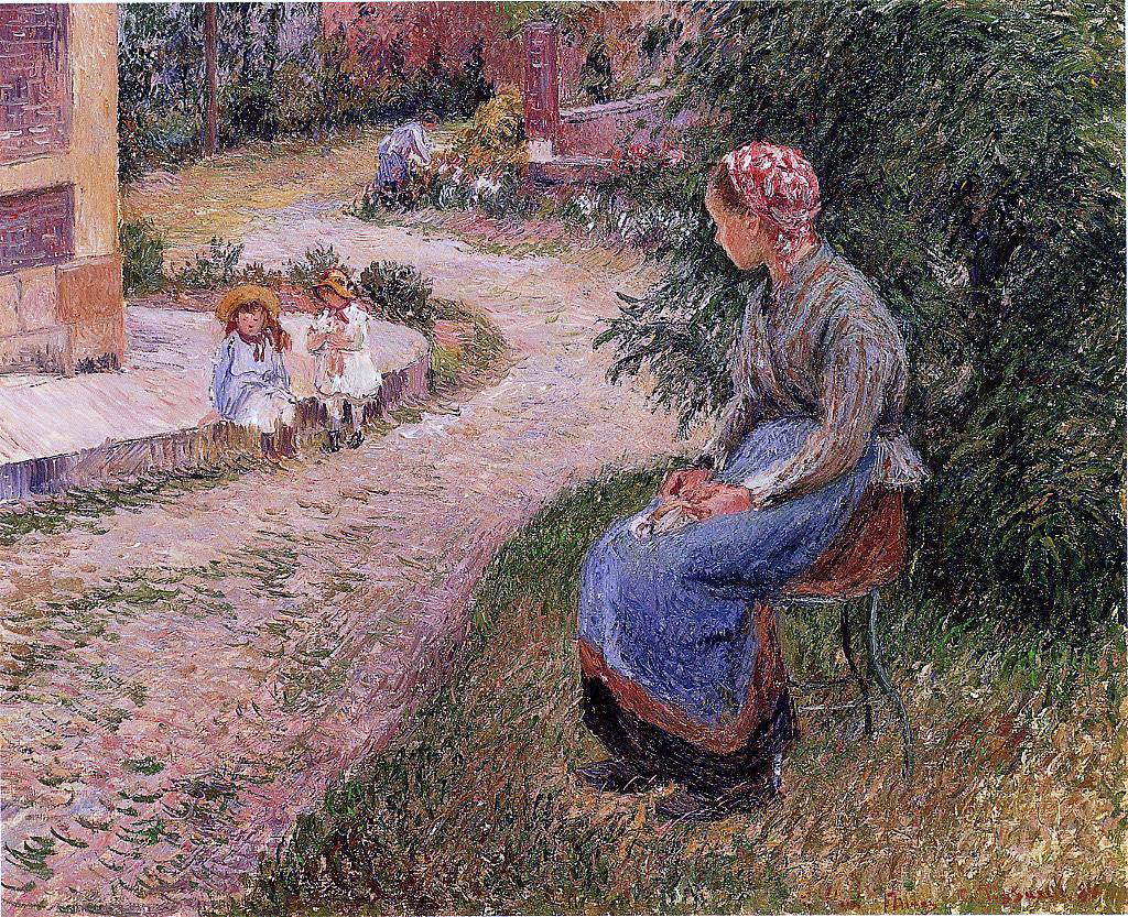  Camille Pissarro A Servant Seated in the Garden at Eragny - Canvas Print