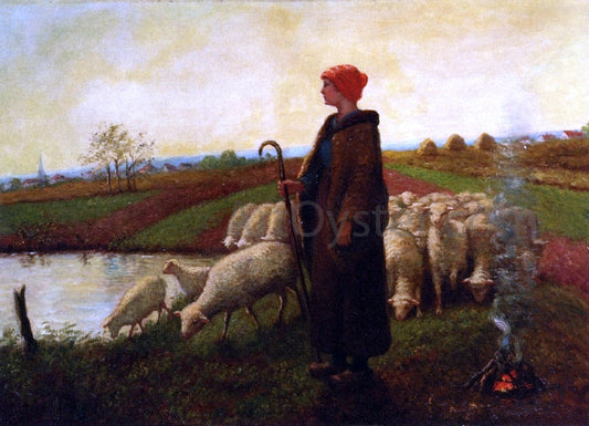  Aime Perret A Shepherdess with her Flock - Canvas Print