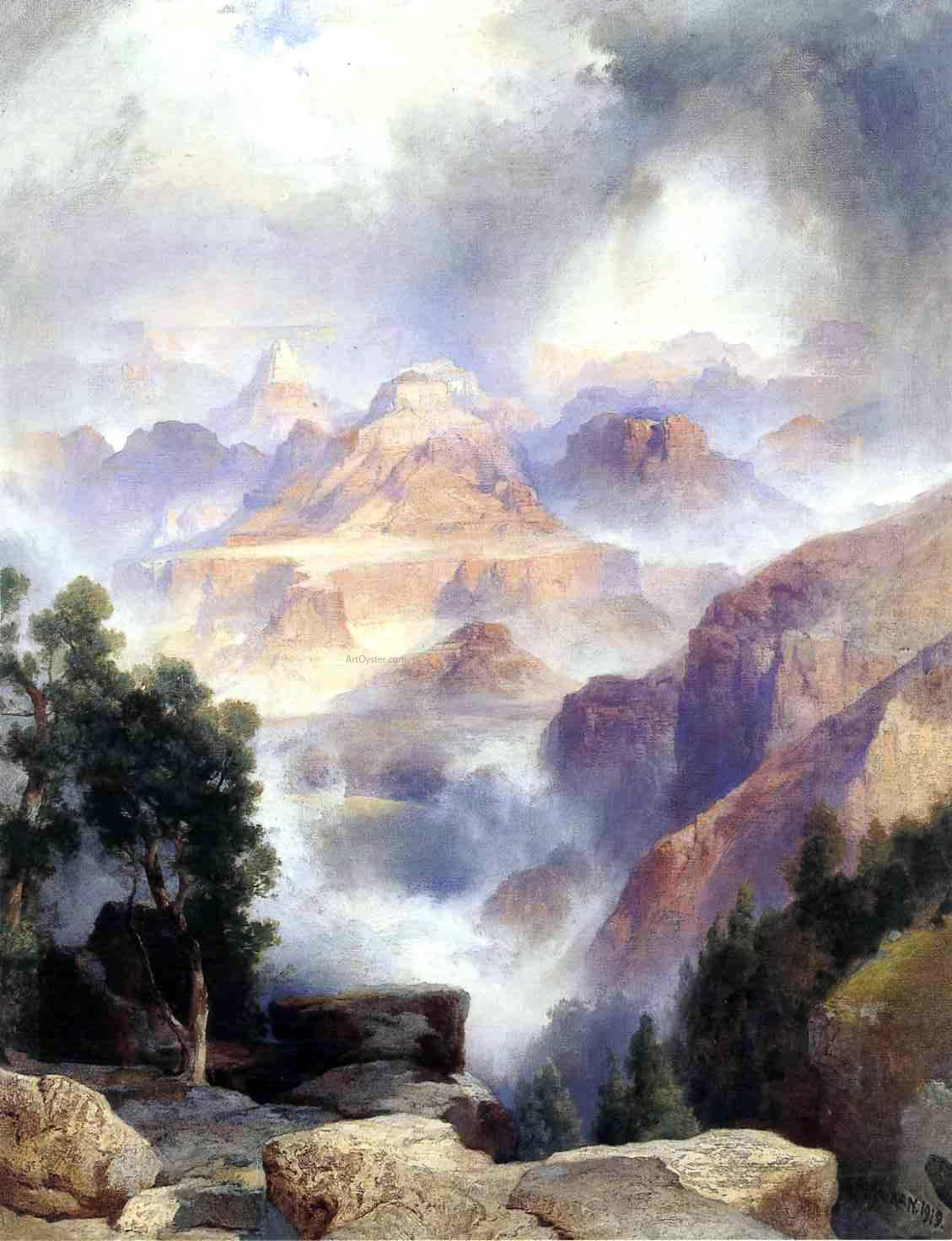  Thomas Moran A Showery Day, Grand Canyon - Canvas Print