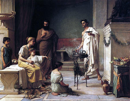  John William Waterhouse A Sick Child Brought into the Temple of Aesculapius - Canvas Print