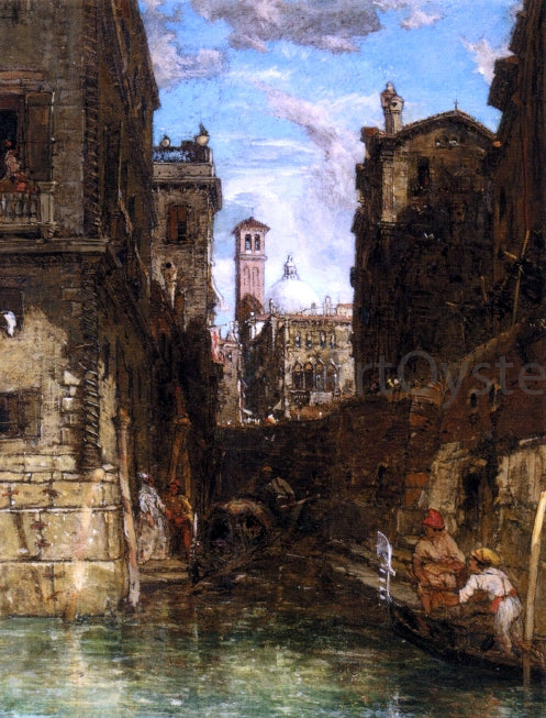  James Holland A Side Canal in Cannaregio, Looking towards The Church of San Geremia - Canvas Print
