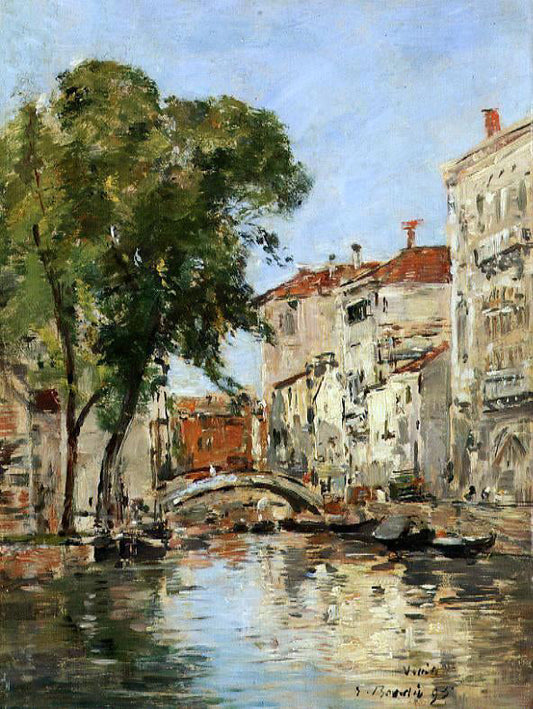  Eugene-Louis Boudin A Small Canal in Venice - Canvas Print