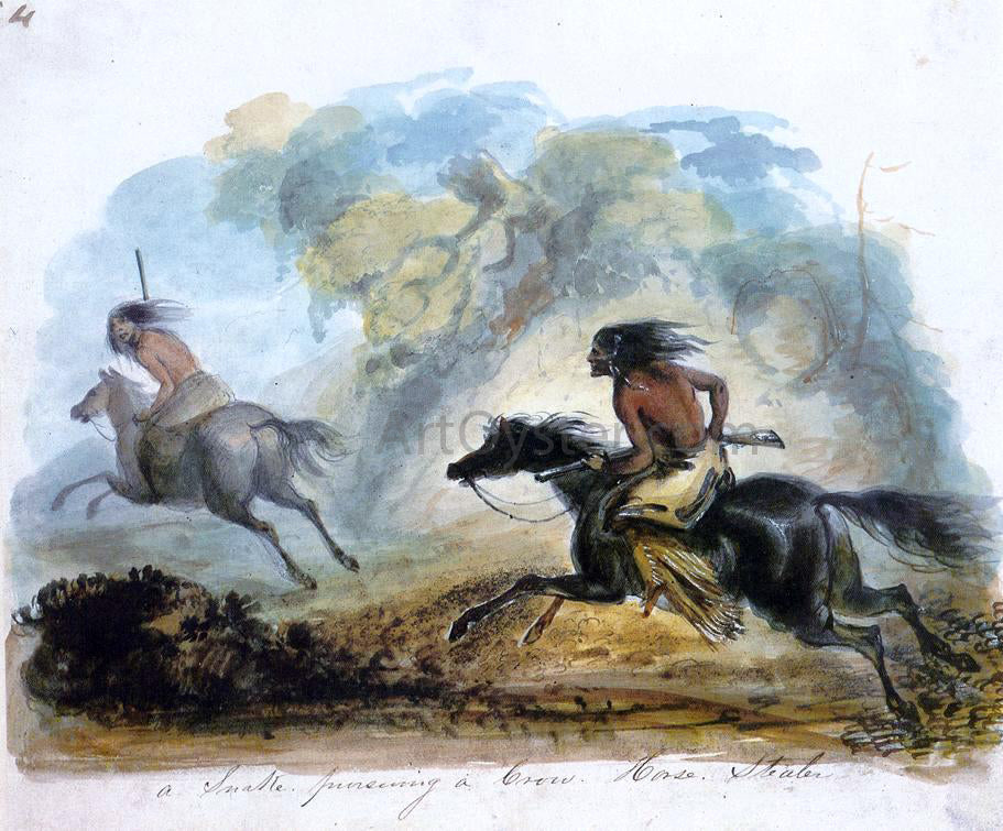  Alfred Jacob Miller A Snake Pursuing a Crow Horse Stealer - Canvas Print