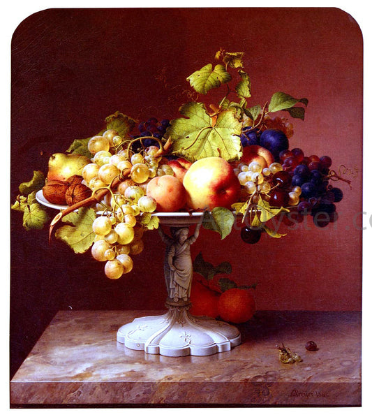  Johann Wilhelm Preyer A Still Life With A Bowl Of Fruit On A Marble Table - Canvas Print