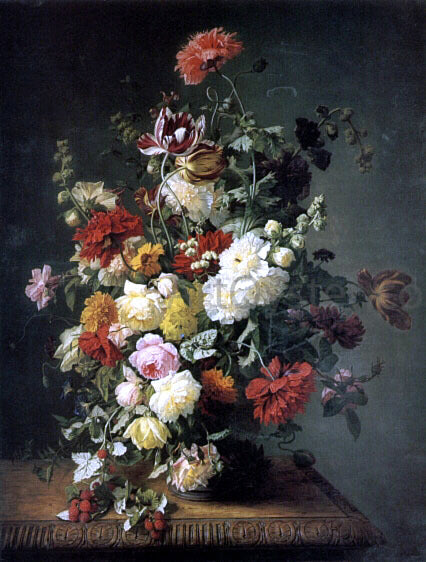  Simon Saint-Jean A Still life with Flowers and Wild Raspberries - Canvas Print