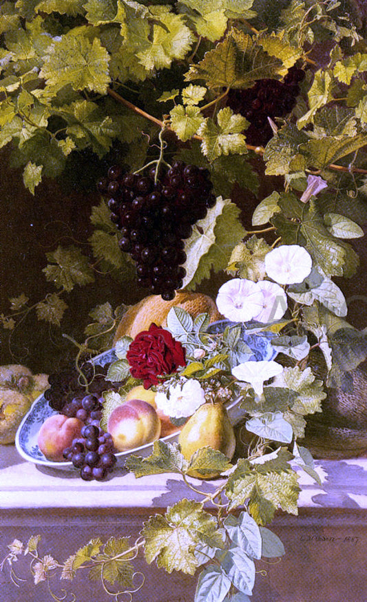  Otto Didrik Ottesen A Still Life With Fruit, Flowers And A Vase - Canvas Print