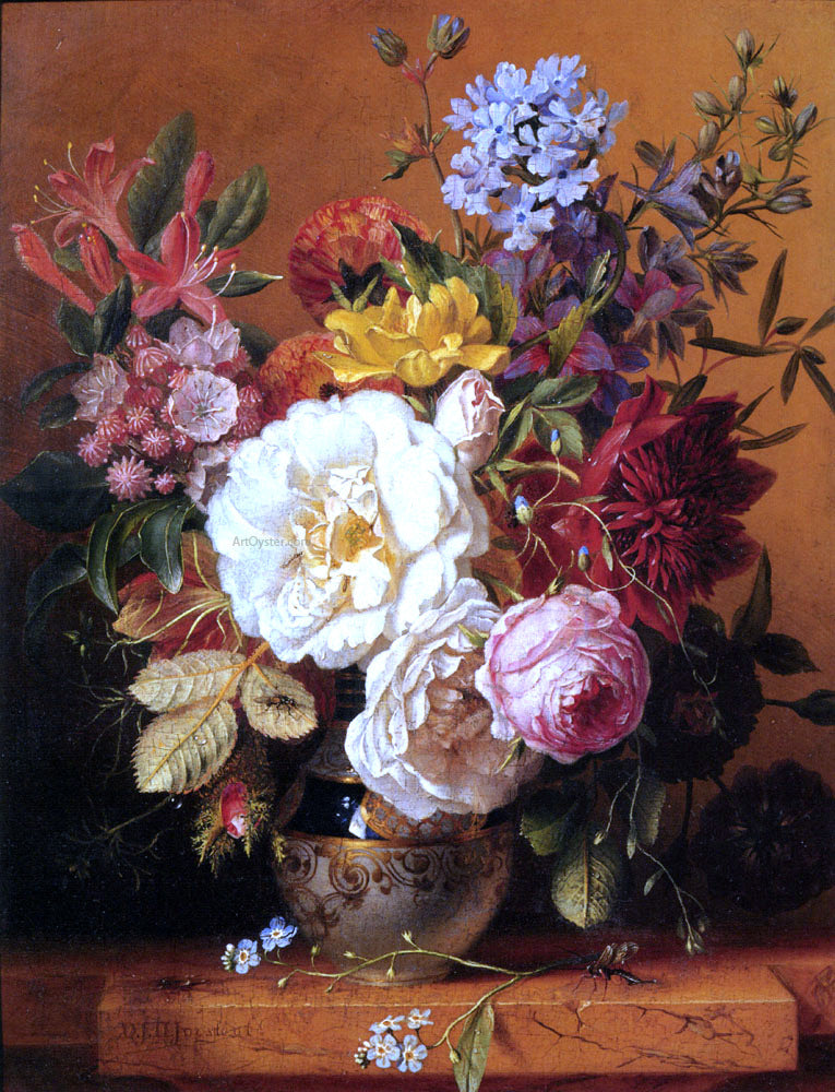  Dirk Jan Hendrik Joosten A Still Life With Roses, Forget-Me-Nots, Columbines And Cornflowers - Canvas Print