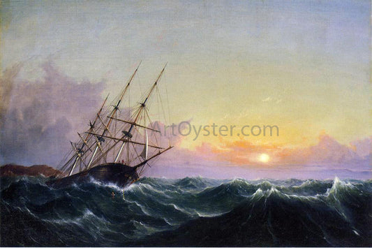  Fitz Hugh Lane A Storm, Breaking Away, Vessel Slipping Her Cable - Canvas Print