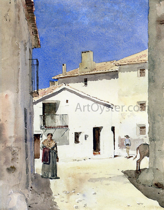  Frederick Childe Hassam A Street in Denia, Spain - Canvas Print