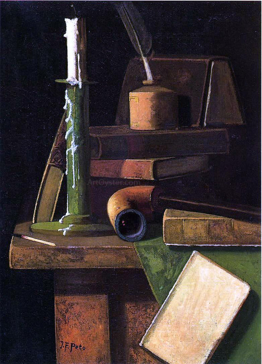  John Frederick Peto A Student's Desk - Canvas Print