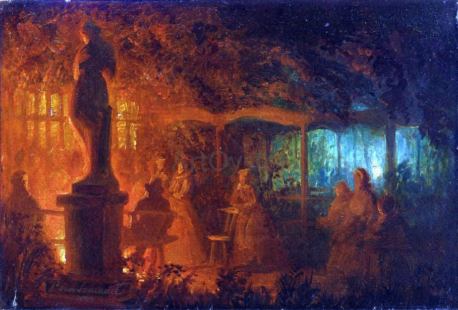  Petrus Van Schendel A Study for 'Soiree de feux de Bengale au Vaux-Hall, Parc de Bruxelles' - Canvas Print